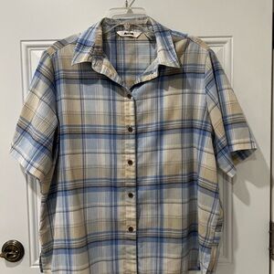 Vintage Alia Blue and Tan Button Down Shirt